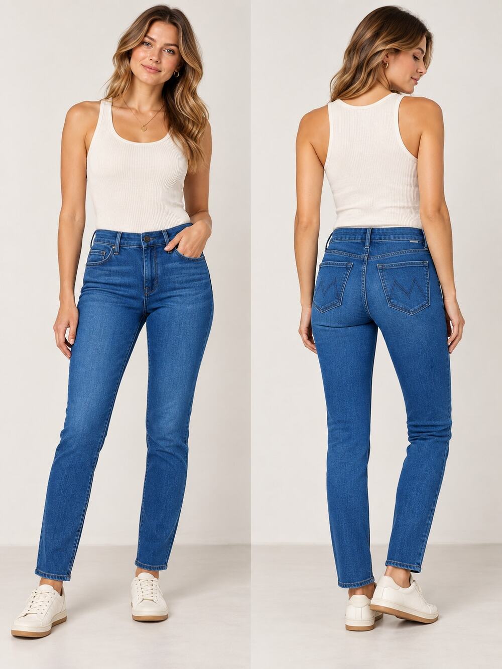 Mother The Looker Crop Bright Eyes Blue Size 28